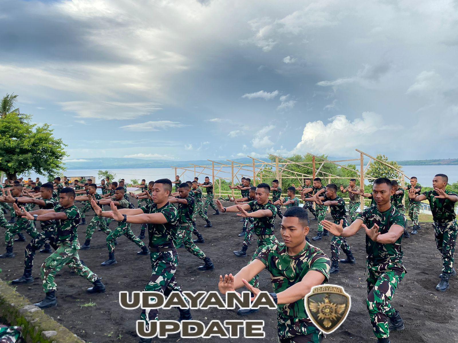 Seluruh personel Denma Brigif TP/31/PS melaksanakan latihan Pencak Silat Militer (PSM) dengan penuh semangat