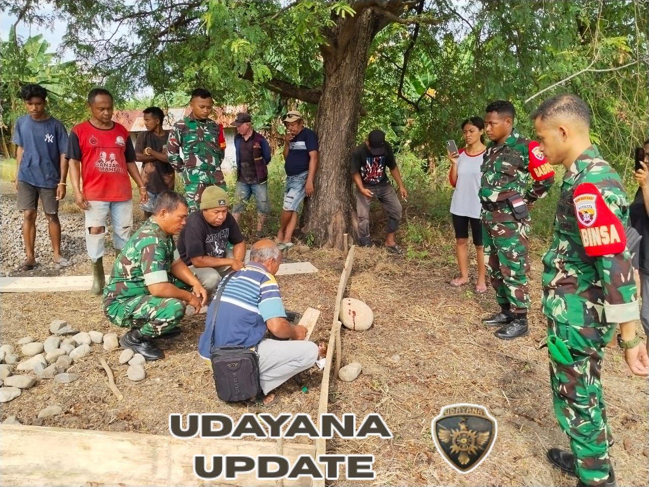 Koramil 1603-02/Talibura Hadiri Peletakan Batu Pertama Pembangunan Jalan Rabat Beton