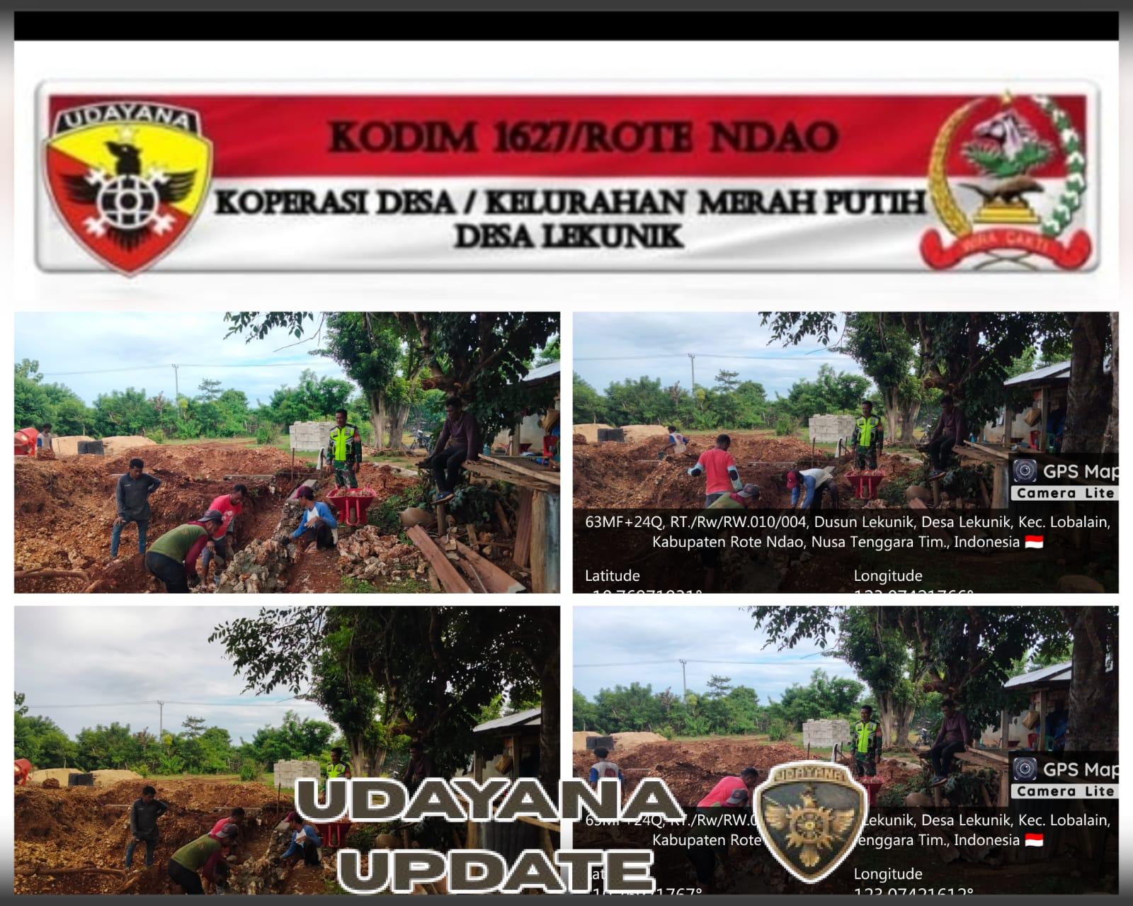 Babinsa Kodim 1627/RN Monitoring Pendistribusian Material dan Pemasangan Fondasi di Desa Lekunik