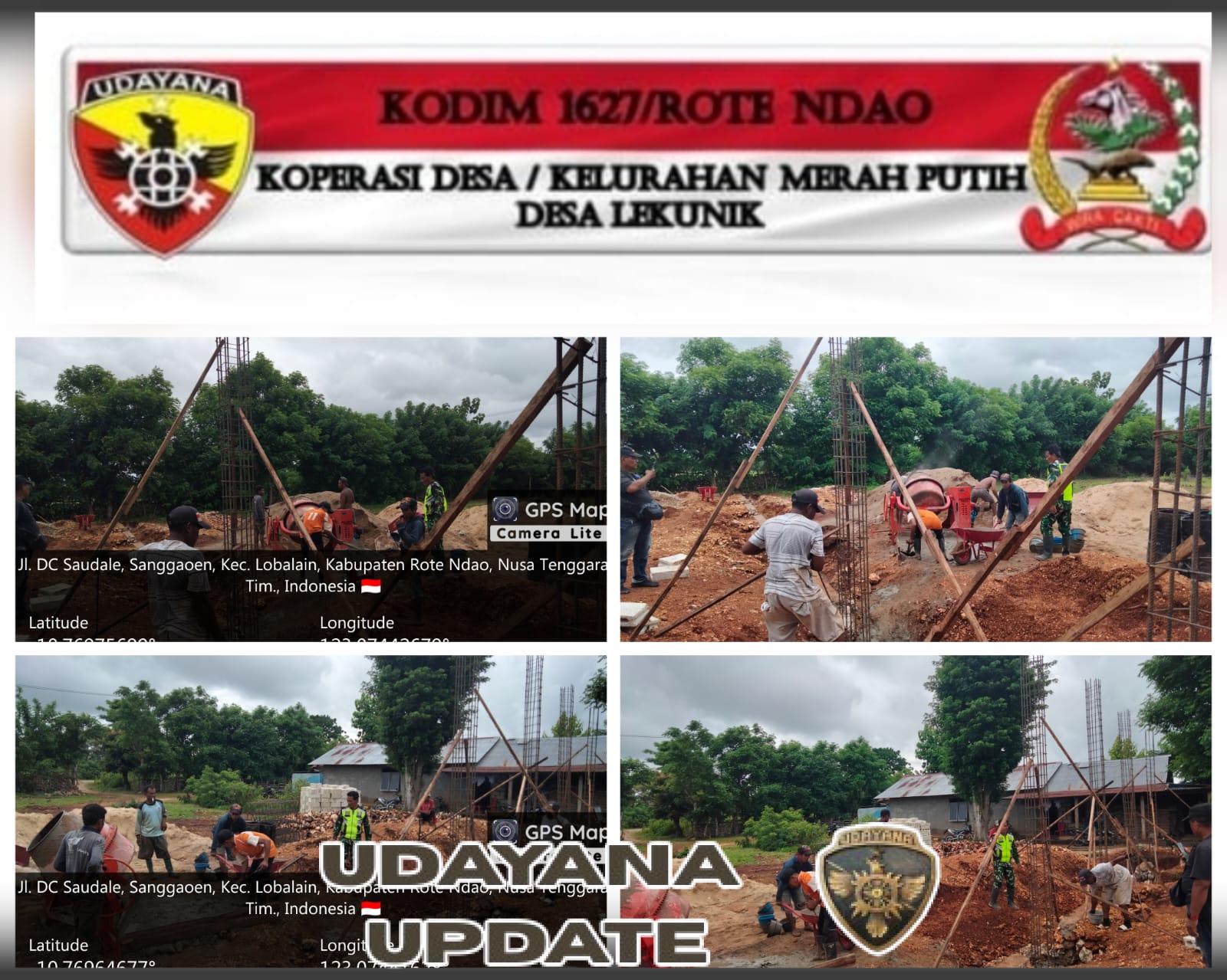 Babinsa Kodim 1627/Rote Ndao Awasi Ketat Pembangunan KDKMP di Desa Lekunik