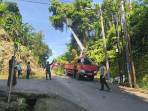 Babinsa Melinggih Turun Langsung Amankan Pemangkasan Pohon Demi Keselamatan Pengguna Jalan
