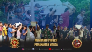 Lebih Dekat dengan Masyarakat, Satgas Pamtas Yonarhanud 2 Kostrad Bantu Pemakaman Warga