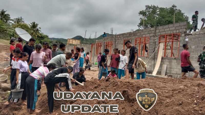Program TMMD Kodim 1618/TTU Percepat Progres Pembangunan 4 Ruang Kelas, Pelajar Turun Tangan di Hari Libur