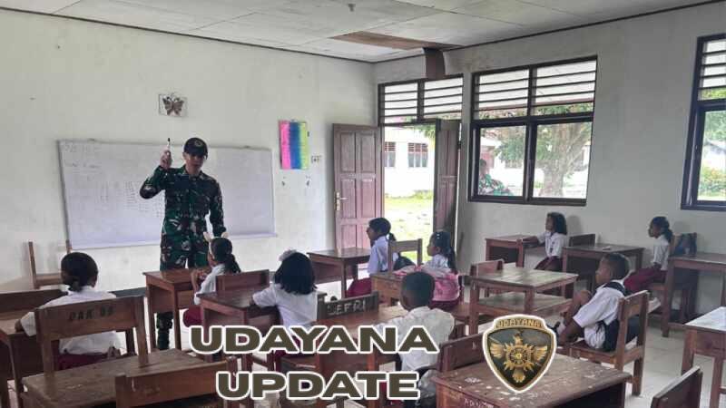 Satgas Pamtas Yonarmed 12 Kostrad Kenalkan Dasar Komputer bagi Siswa Perbatasan