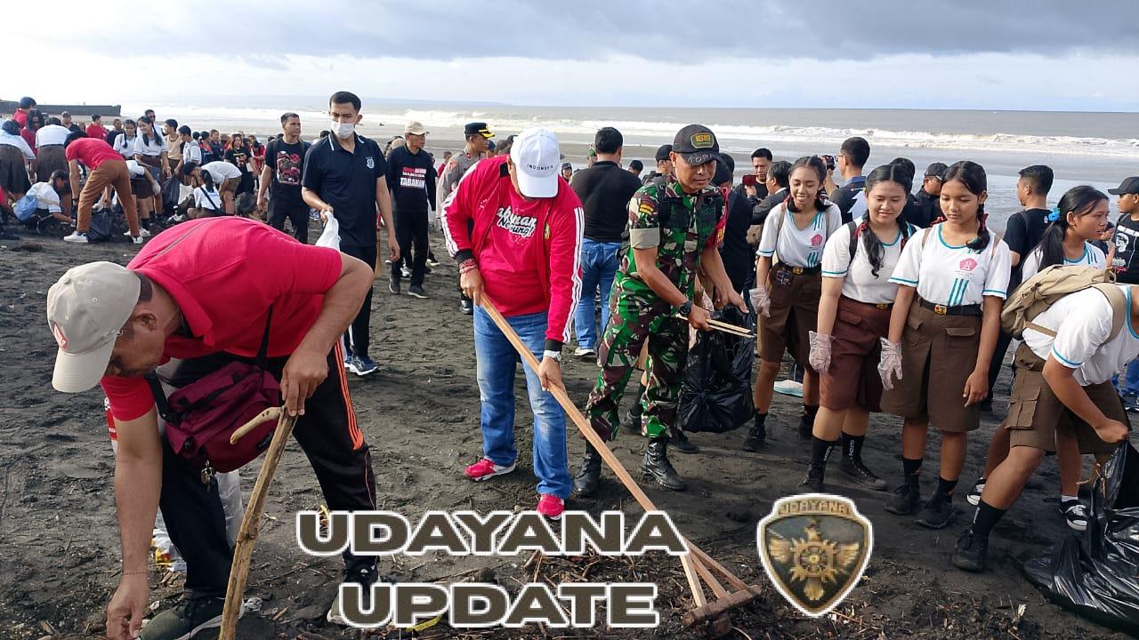 Tindaklanjuti Instruksi Presiden, Kodim Tabanan Bersama Forkopimda Kembali Gelar Aksi Bersih Pantai Yeh Gangga