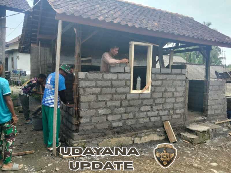 Progres Capai 65%, Satgas TMMD Jembrana Kebut Pemasangan Tembok Stimulan Servis Rumah di Desa Penyaringan.