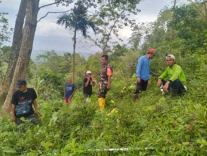 Babinsa Koramil 1609-05/Sukasada Tanam 100 Pohon di Hutan Desa Panji Anom