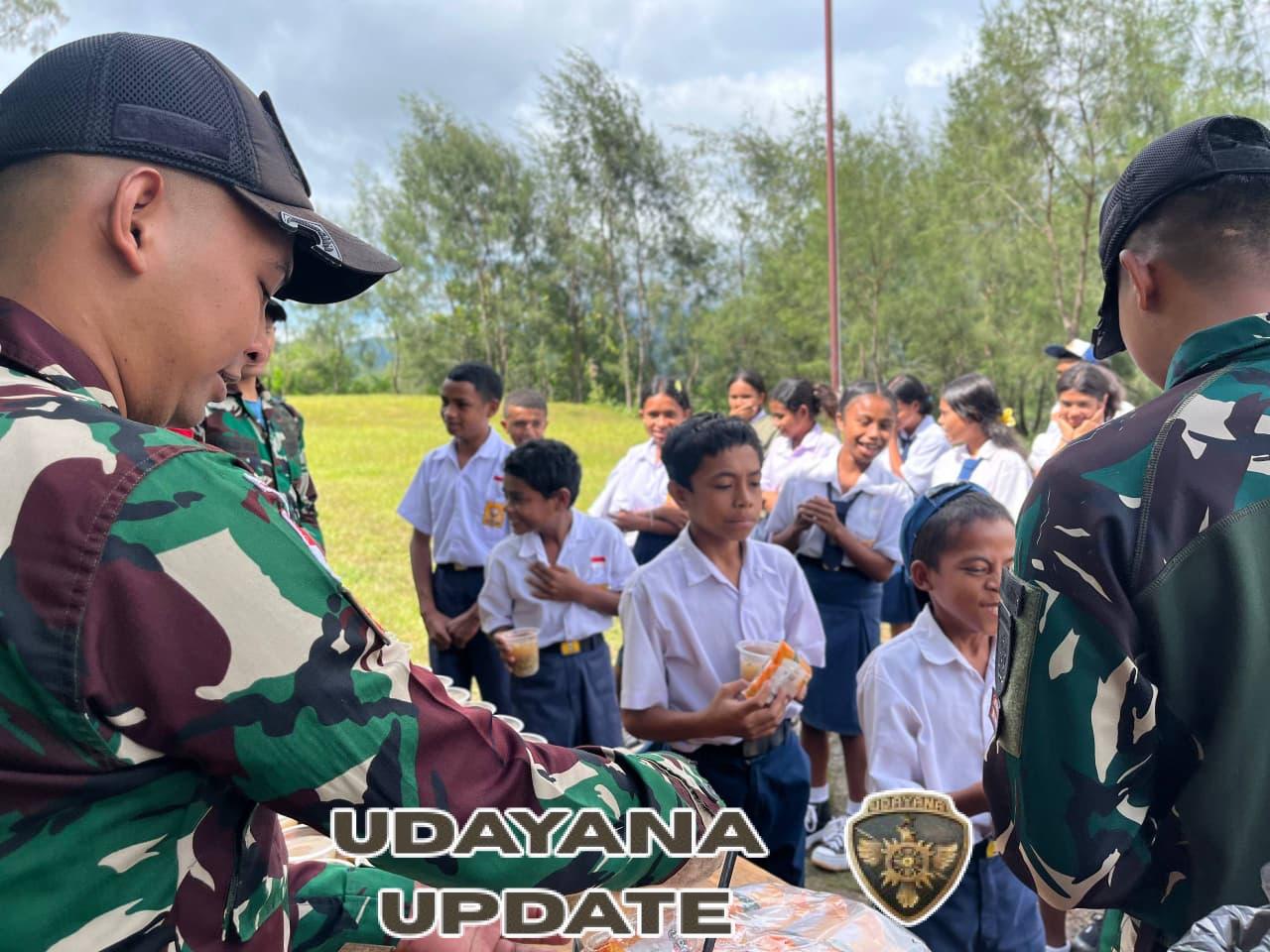 Bangun Kehangatan, Satgas Pamtas Yonarhanud 2 Kostrad Nikmati Bubur Bergizi Bersama