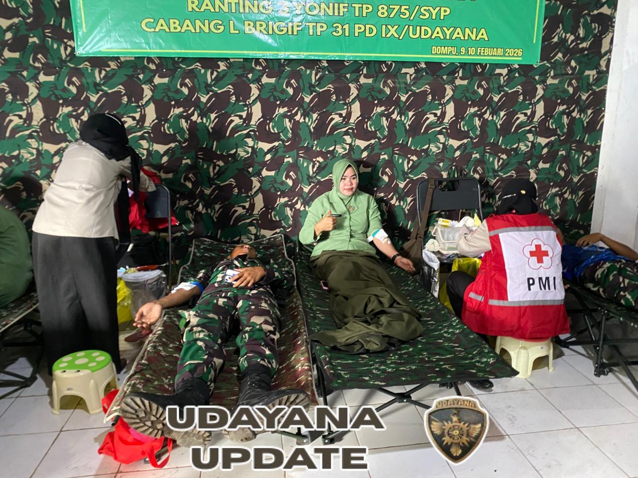4. PMI Dompu Bersama Prajurit Brigif dan Pelajar SMKN 1 Pekat Sukseskan Donor Darah HUT Persit KCK