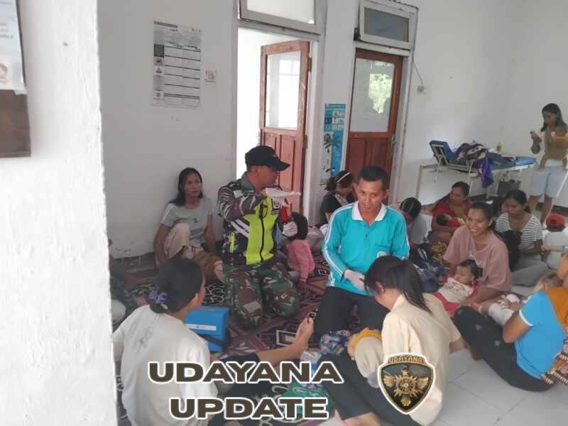 Babinsa Komodo Dampingi dan Beri Vaksin Langsung kepada Balita di Golo Ketak