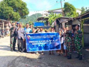 Tebar Kebaikan di Batas Negeri, Satgas Pamtas Yonarhanud 2 Kostrad Bagikan Makanan Gratis di Momen Minggu Kasih