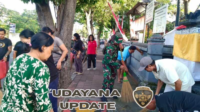 Babinsa Banjar Bali Pimpin Gotong Royong Bersama Warga, Lingkungan Buitan Bersih dan Asri