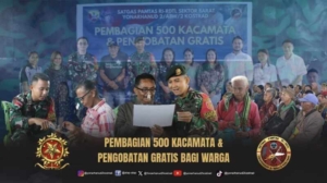 Majukan Kesehatan di Tapal Batas, Satgas Pamtas Yonarhanud 2 Kostrad Bagikan 500 Kacamata dan Adakan Pengobatan Gratis