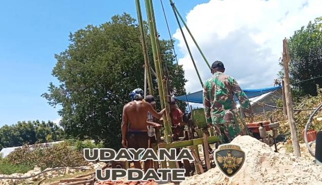 Babinsa Aesesa Monitoring Pembangunan Sumur Bor BNPB di Kajulaki