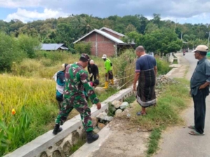 Babinsa Seran Aktif Komsos dan Dampingi Petani Panen Gabah