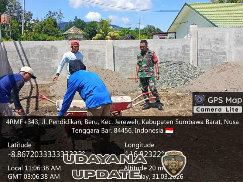 Babinsa Belo Kawal Progres Perataan Tanah Koperasi Merah Putih