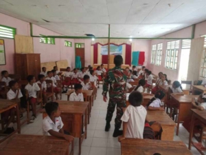 Penjaga Perbatasan Pendidik Masa Depan, Satgas Pantas Yonarhanud 2 Kostrad Jadi Tenaga Pendidik di SDK Benus