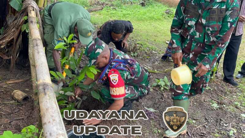 Tim Wasev Mabes TNI AD Tanam Pohon di Desa Werang, Perkuat Komitmen Lingkungan TMMD Ke-127