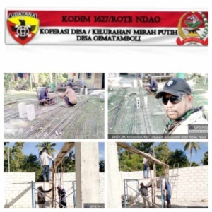 Babinsa Oematamboli Pantau Pekerjaan Ringbalk Koperasi Merah Putih