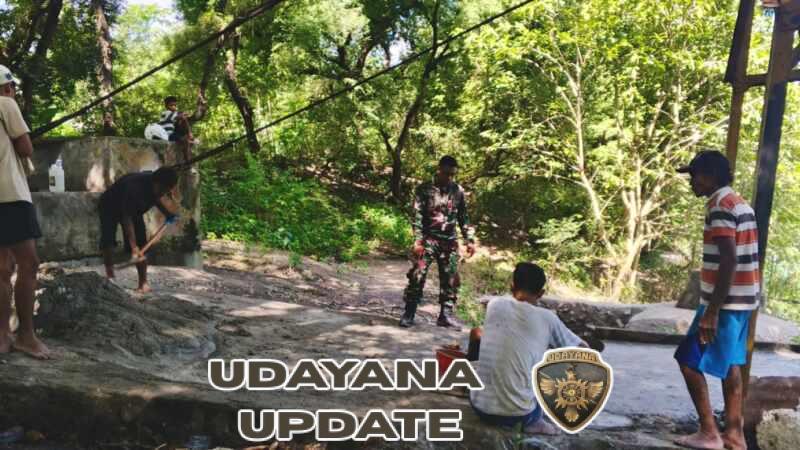 Babinsa Koramil 05/Waingapu dan Warga Kompak, Progres Jembatan Gantung di Palindi