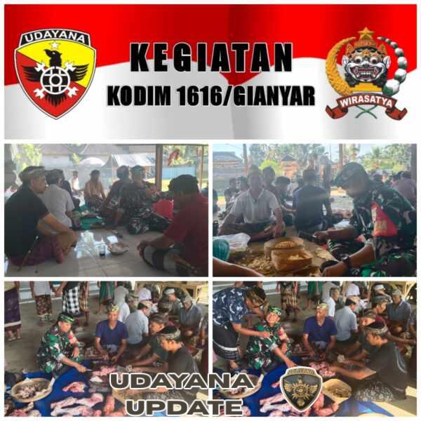 Ngayah Bersama Warga, Babinsa Kelusa Dukung Persiapan Piodalan Ageng di Pura Gunung Gempal