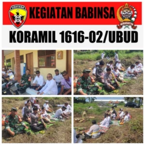 Dukung Awal Pembangunan KDKMP, Babinsa Petulu Kawal Prosesi Adat Ngeruak Karang