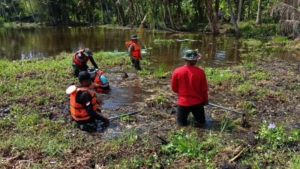 Kodim 1623/Karangasem kebut pembersihan eceng gondok di Danau Yeh Malet.