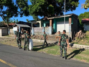Wujud Kepedulian TNI, Dandenma Brigif TP 31/PS Pimpin Langsung Kegiatan Karya Bakti