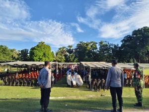 Koramil 1627-02/Pantai Baru Amankan Misa Syukur Imam Berjalan Lancar