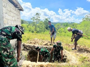 Satgas TMMD Ke-128 Kodim 1629/SBD Penyiapan Lahan Guna Untuk Pembuatan MCK Di Desa Umbu Wangu