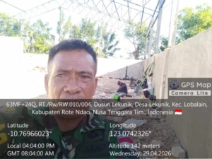 Babinsa Serka Ishak Manafe Monitoring Pembangunan KDKMP Desa Lekunik