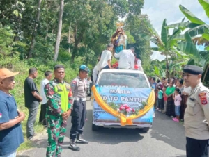Babinsa Maurole Amankan Perarakan Ziarah Harapan Bunda Maria Road to Pantura di Ende