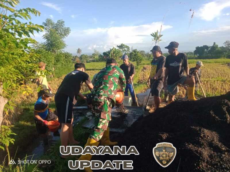 Babinsa Turun Tangan, Warga Sarimekar Kompak Bangun Irigasi Subak