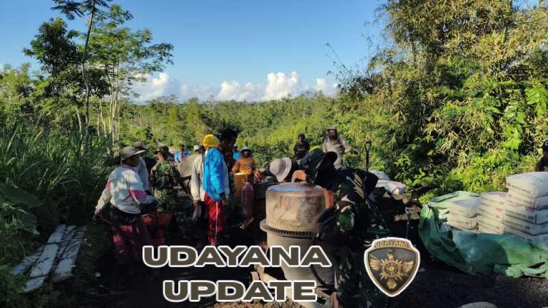 Sasaran fisik jalan rabat beton Satgas TMMD ke- 128, Kodim 1623/Karangasem capai 72,85 persen (%).