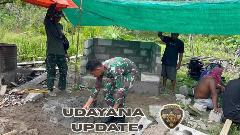 Satgas TMMD ke-128 Bersama Warga Kebut Pembangunan MCK di Wewaria