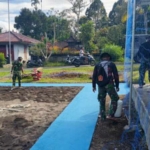 TMMD ke- 128 Kodim 1623/Karangasem rampungkan pembangunan lapangan bola voli.