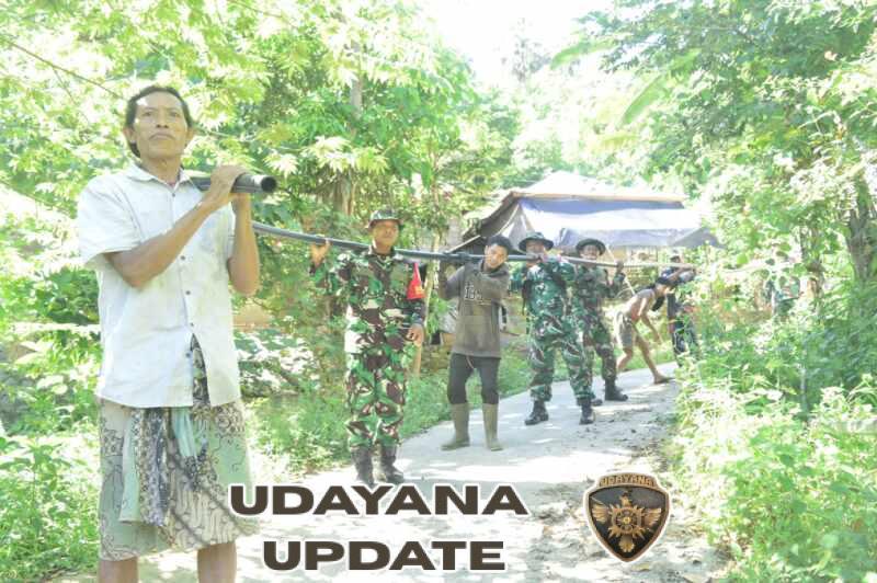 Warga gembira, Pemasangan pipanisasi oleh Satgas TMMD ke – 128 Kodim 1623/Karangasem capai 100 persen,
