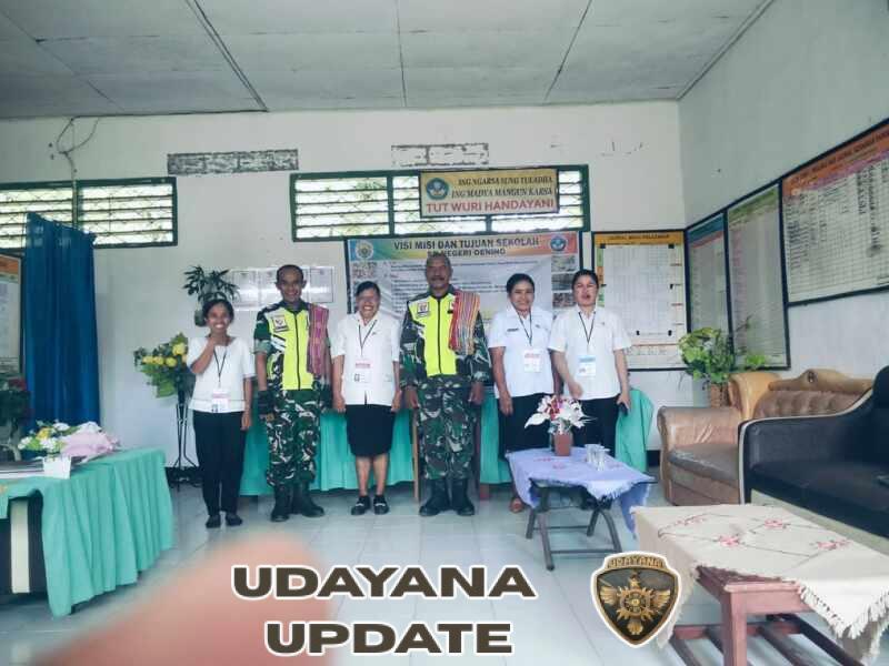 Babinsa Oenino Dampingi Ujian SD, Pastikan Siswa Tenang dan Aman